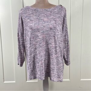 Peyton Primrose Womens L Sweater Heathered Pink‎ 3/4 Sleeve Button Accents